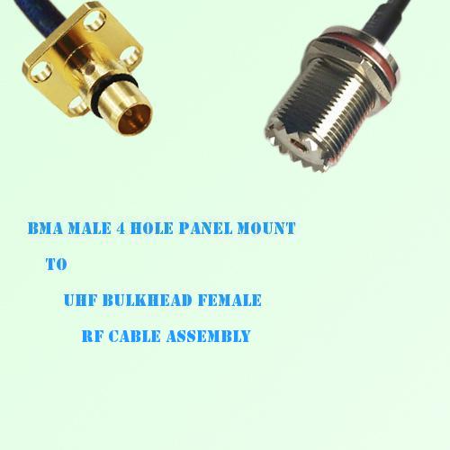 BMA Male 4 Hole Panel Mount to UHF Bulkhead Female RF Cable Assembly