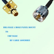 BMA Male 4 Hole Panel Mount to UHF Male RF Cable Assembly