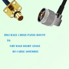BMA Male 4 Hole Panel Mount to UHF Male Right Angle RF Cable Assembly