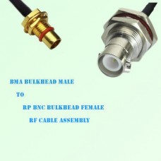BMA Bulkhead Male to RP BNC Bulkhead Female RF Cable Assembly