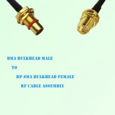 BMA Bulkhead Male to RP SMA Bulkhead Female RF Cable Assembly