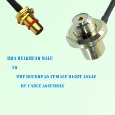 BMA Bulkhead Male to UHF Bulkhead Female Right Angle RF Cable Assembly