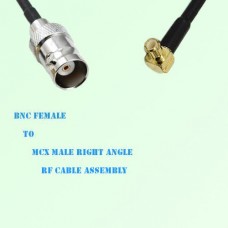 BNC Female to MCX Male Right Angle RF Cable Assembly