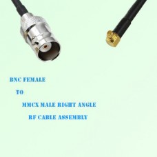 BNC Female to MMCX Male Right Angle RF Cable Assembly