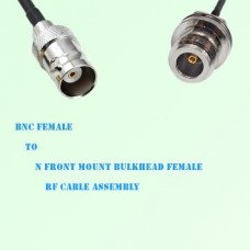 BNC Female to N Front Mount Bulkhead Female RF Cable Assembly