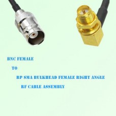 BNC Female to RP SMA Bulkhead Female Right Angle RF Cable Assembly