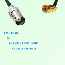 BNC Female to SMA Male Right Angle RF Cable Assembly