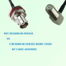 BNC Bulkhead Female to F Bulkhead Female Right Angle RF Cable Assembly