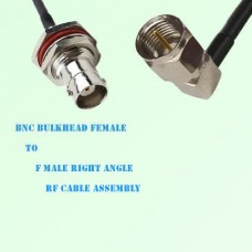 BNC Bulkhead Female to F Male Right Angle RF Cable Assembly