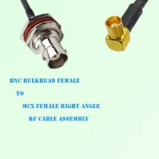 BNC Bulkhead Female to MCX Female Right Angle RF Cable Assembly