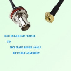 BNC Bulkhead Female to MCX Male Right Angle RF Cable Assembly