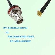 BNC Bulkhead Female to MMCX Male Right Angle RF Cable Assembly