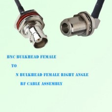 BNC Bulkhead Female to N Bulkhead Female Right Angle RF Cable Assembly