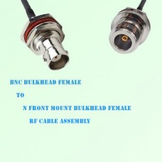 BNC Bulkhead Female to N Front Mount Bulkhead Female RF Cable Assembly