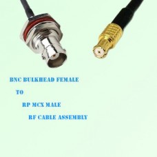 BNC Bulkhead Female to RP MCX Male RF Cable Assembly