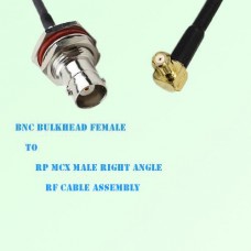 BNC Bulkhead Female to RP MCX Male Right Angle RF Cable Assembly