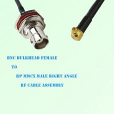 BNC Bulkhead Female to RP MMCX Male Right Angle RF Cable Assembly