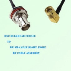BNC Bulkhead Female to RP SMA Male Right Angle RF Cable Assembly