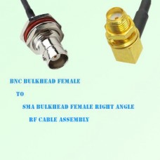 BNC Bulkhead Female to SMA Bulkhead Female R/A RF Cable Assembly