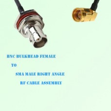 BNC Bulkhead Female to SMA Male Right Angle RF Cable Assembly