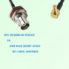 BNC Bulkhead Female to SMB Male Right Angle RF Cable Assembly