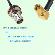 BNC Bulkhead Female to SMC Female Right Angle RF Cable Assembly