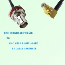 BNC Bulkhead Female to SMC Male Right Angle RF Cable Assembly