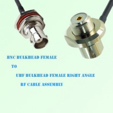 BNC Bulkhead Female to UHF Bulkhead Female R/A RF Cable Assembly
