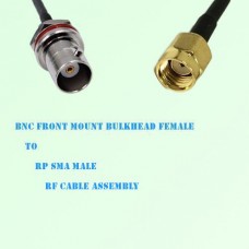 BNC Front Mount Bulkhead Female to RP SMA Male RF Cable Assembly