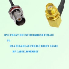 BNC Front Mount Bulkhead Female to SMA Bulkhead Female R/A RF Cable