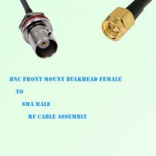BNC Front Mount Bulkhead Female to SMA Male RF Cable Assembly