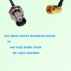 BNC Front Mount Bulkhead Female to SMA Male R/A RF Cable Assembly