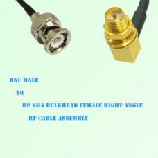 BNC Male to RP SMA Bulkhead Female Right Angle RF Cable Assembly