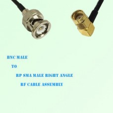 BNC Male to RP SMA Male Right Angle RF Cable Assembly