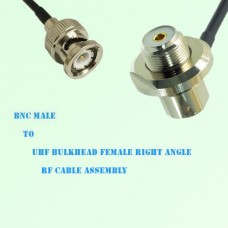 BNC Male to UHF Bulkhead Female Right Angle RF Cable Assembly
