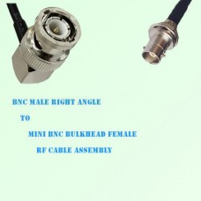 BNC Male Right Angle to Mini BNC Bulkhead Female RF Cable Assembly