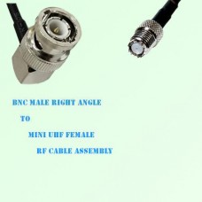 BNC Male Right Angle to Mini UHF Female RF Cable Assembly