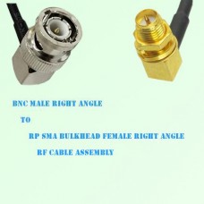 BNC Male R/A to RP SMA Bulkhead Female R/A RF Cable Assembly