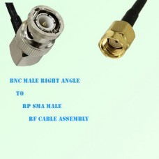 BNC Male Right Angle to RP SMA Male RF Cable Assembly
