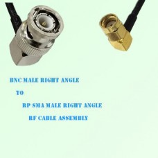 BNC Male Right Angle to RP SMA Male Right Angle RF Cable Assembly