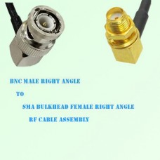 BNC Male R/A to SMA Bulkhead Female R/A RF Cable Assembly