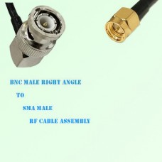 BNC Male Right Angle to SMA Male RF Cable Assembly