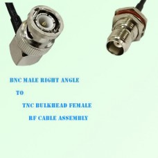 BNC Male Right Angle to TNC Bulkhead Female RF Cable Assembly