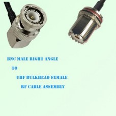 BNC Male Right Angle to UHF Bulkhead Female RF Cable Assembly