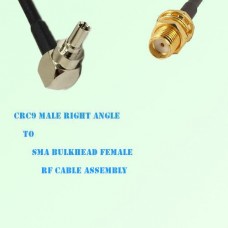 CRC9 Male Right Angle to SMA Bulkhead Female RF Cable Assembly