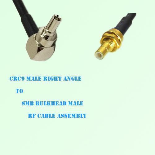 CRC9 Male Right Angle to SMB Bulkhead Male RF Cable Assembly