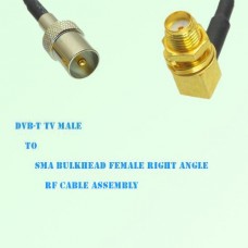 DVB-T TV Male to SMA Bulkhead Female Right Angle RF Cable Assembly