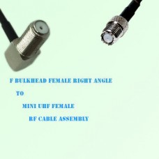 F Bulkhead Female Right Angle to Mini UHF Female RF Cable Assembly