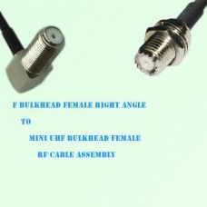 F Bulkhead Female R/A to Mini UHF Bulkhead Female RF Cable Assembly