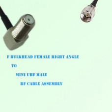 F Bulkhead Female Right Angle to Mini UHF Male RF Cable Assembly